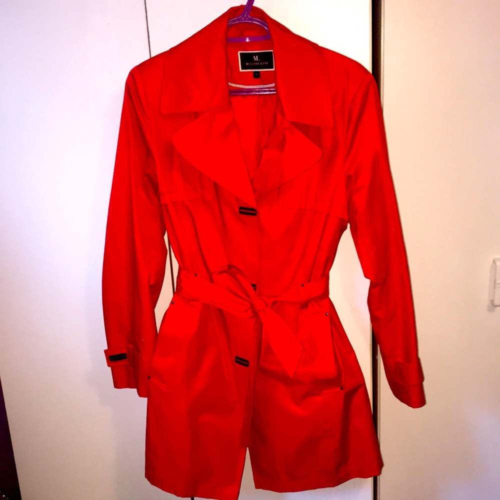 NWOT Melanie Lyne Neon Orange mid-length trench coat